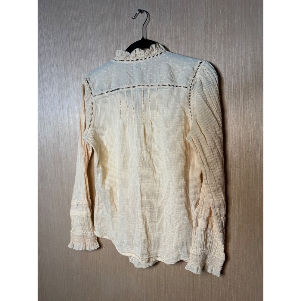 Faherty Womens Organic Cotton Gauze Victorian Ruffle Blouse Cream Ivory Medium - Picture 6 of 6